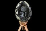 Bargain, Septarian Dragon Egg Geode - Black Crystals #71837-1